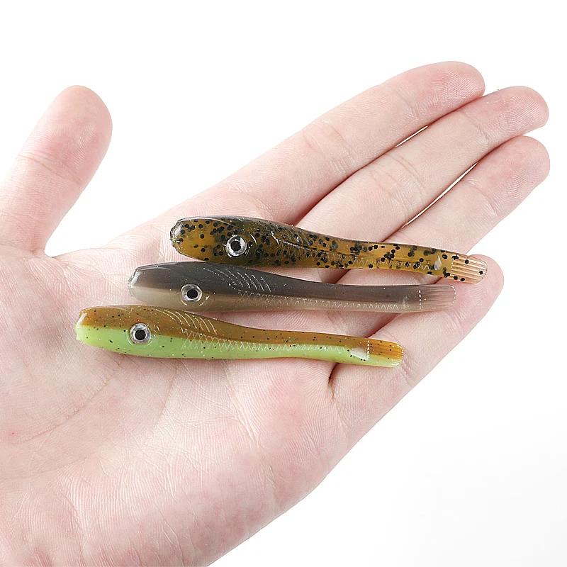Supercontinent Crazy Slug 78mm/8 pièces yeux 3D leurre de pêche souple bar appât artificiel Silicone