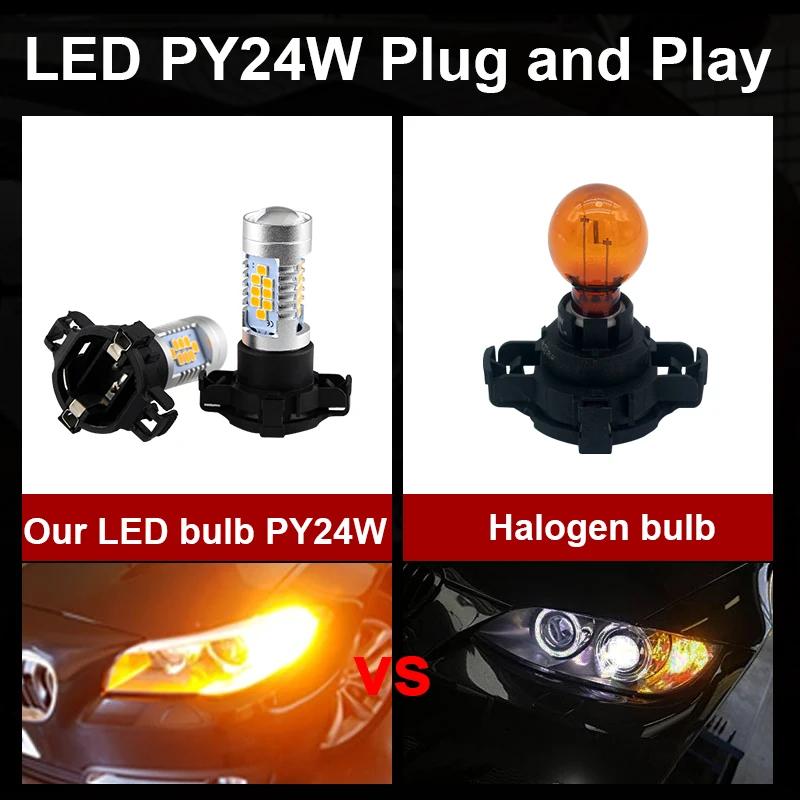 Ampoules LED PY24W 5200s, 2 pièces, jaune ambre, pour BMW série 3 4 5 X3 E70 X5 X6 Z4, clignotants a