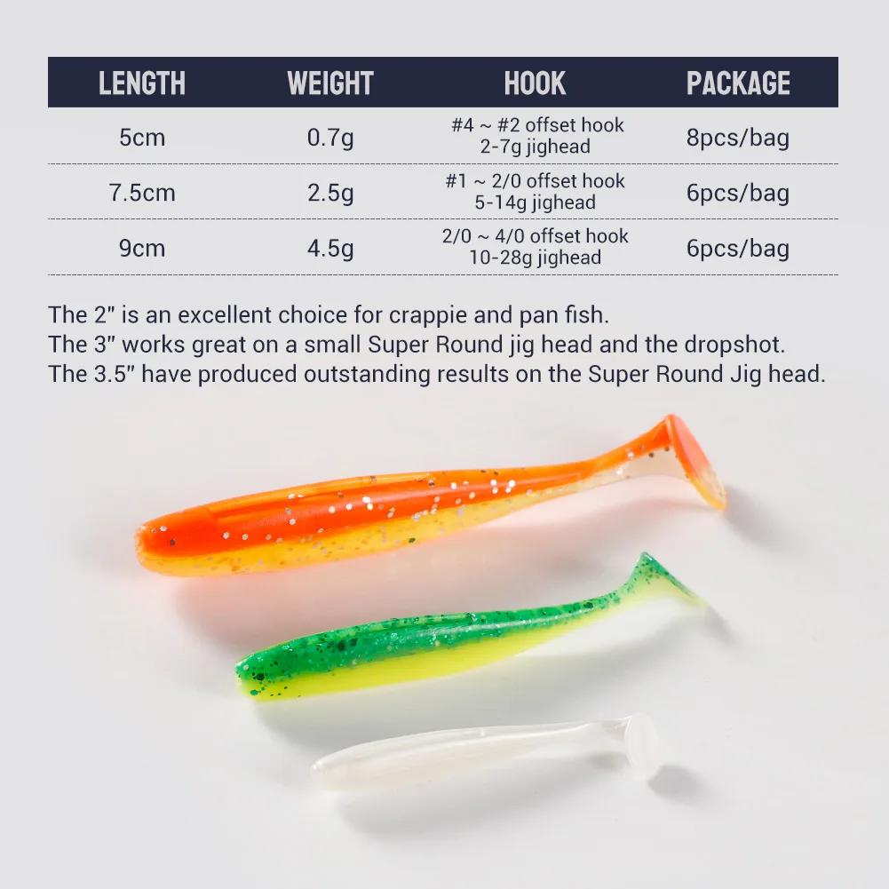 NOEBY facile Shiner leurre souple 5 cm 7.5 cm 9 cm appât en Silicone Wobblers T queue artificielle a