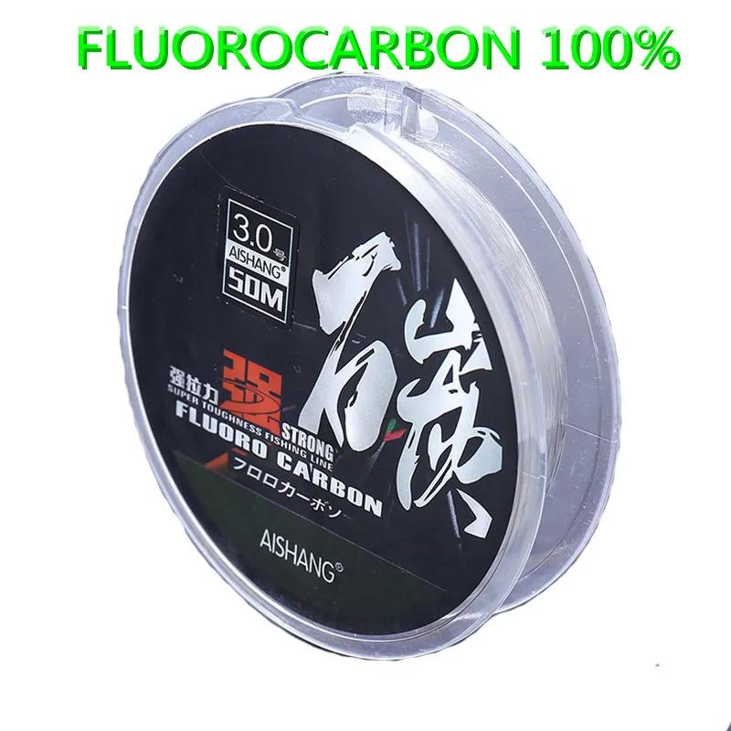 50M Super fort 100% fluorocarbone ligne de pêche en Fiber de carbone ligne Leader sel coulant ligne