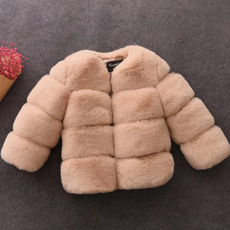 Filles fausse fourrure manteau hiver enfants filles à manches longues veste de noël chaud enfants fi