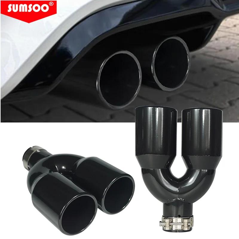 Véritable SUMSOO 1 pièces universel Double pointe d'échappement arrière tuyau d'échappement en acier