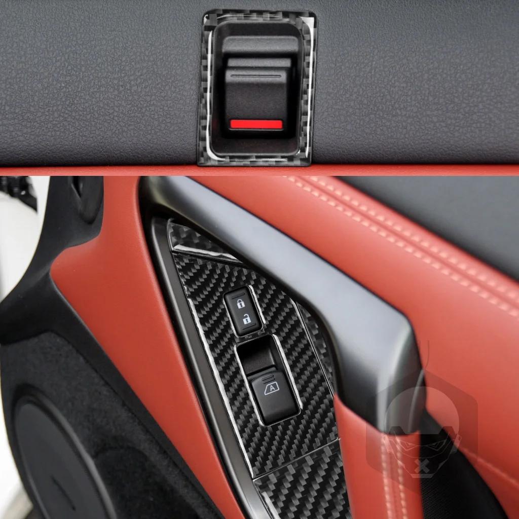 Ensemble complet d'autocollants en Fiber de carbone véritable, accessoires d'intérieur de voiture po
