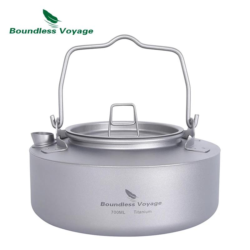 Bouilloire de Camping en titane Voyage sans limites, théière Portable avec poignée pliante, ustensil