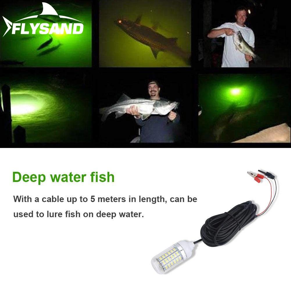 FLYSAND lampe sous-marine Ultra lumineuse 12V 15W 108 LED lumière de pêche de nuit IP68 étanche gout