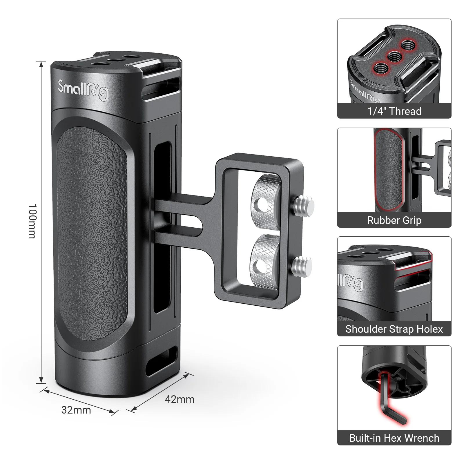 SmallRig – Mini caméra DSLR 1/4, poignée latérale avec deux vis de 2916 à 20 pouces, pour appareil p