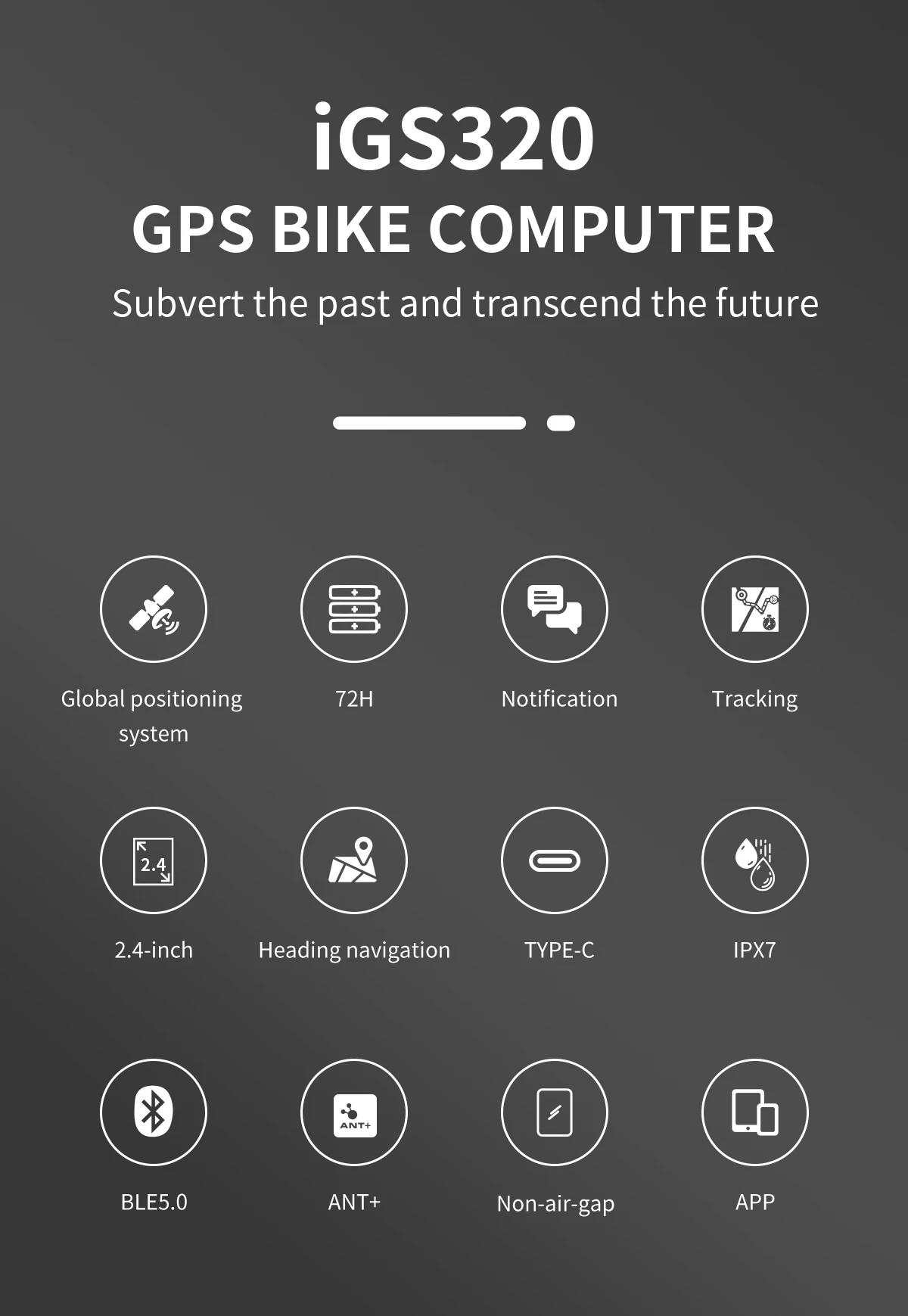 IGPSPORT – compteur de vélo sans fil IGS320, IPX7, Bluetooth 5.0 ANT + GPS, 72H d'autonomie de la ba