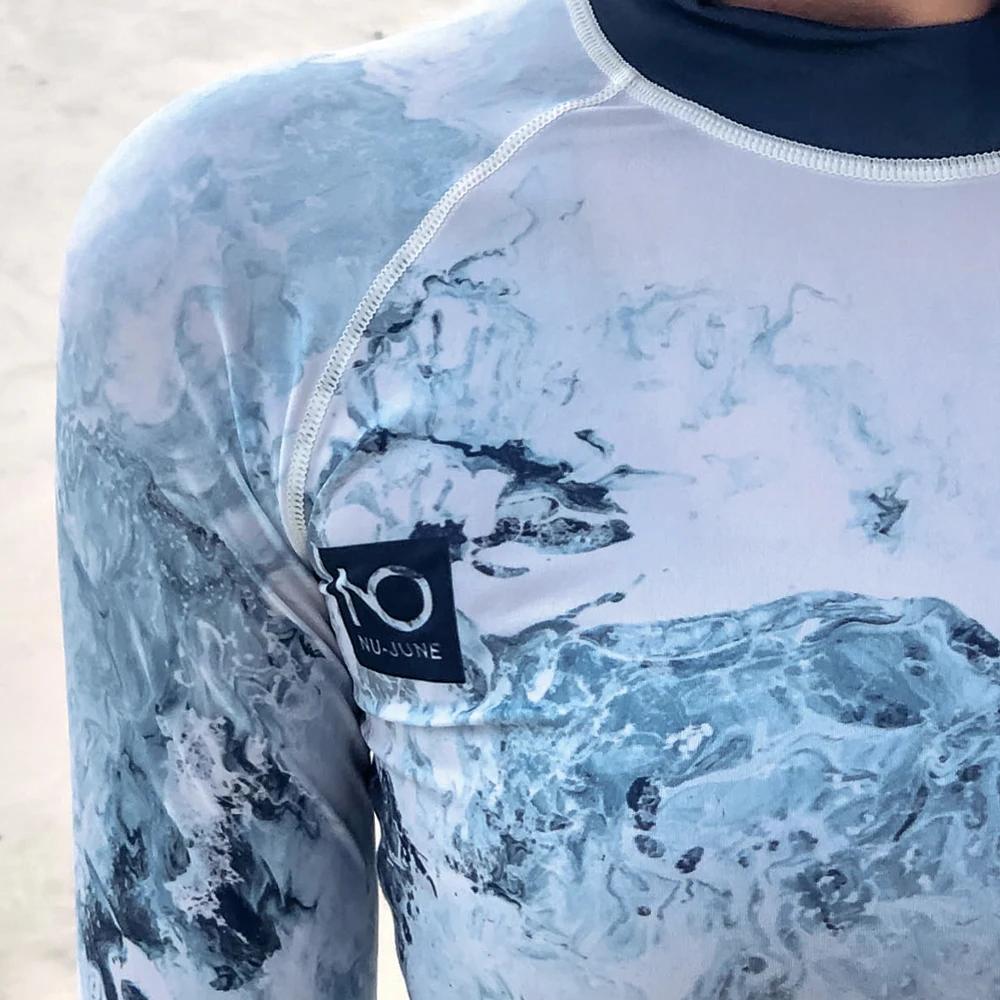 Nu-juin femmes à manches longues maillot de bain Rashguard imprimé surf haut chemise de plongée séch