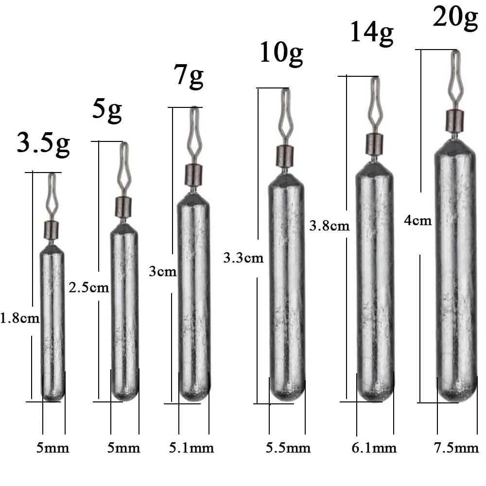 10 pièces plombs de pêche 3.5g 5g 7g 10g 14g 20g plombs de poids de tir de chute accessoires de maté