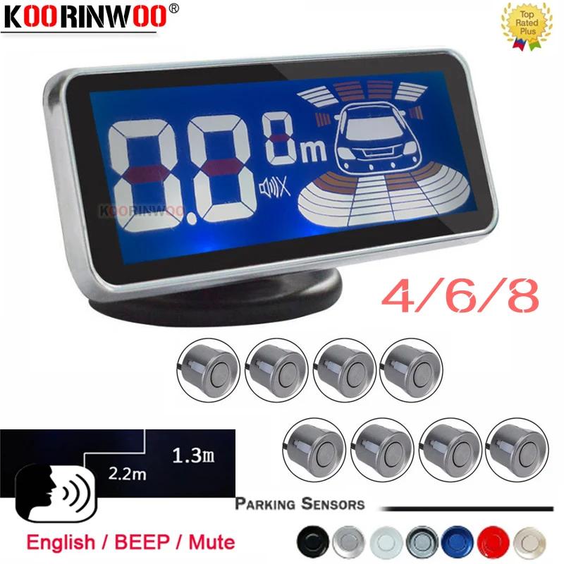 Koorinwoo Capteurs de stationnement électromagnétiques à écran LCD numérique pour voiture, 4/6/8 rad