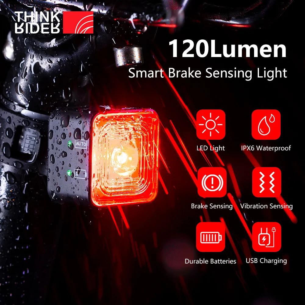 ThinkRider 120 Lumen vélo intelligent frein détection lumière IPX6 LED étanche charge vélo feu arriè