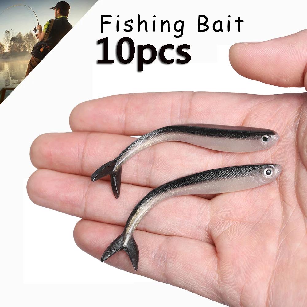 Leurre souple en silicone argenté, 10 pièces, appât Élidéal pour la pêche à l'alose, à la perche, au