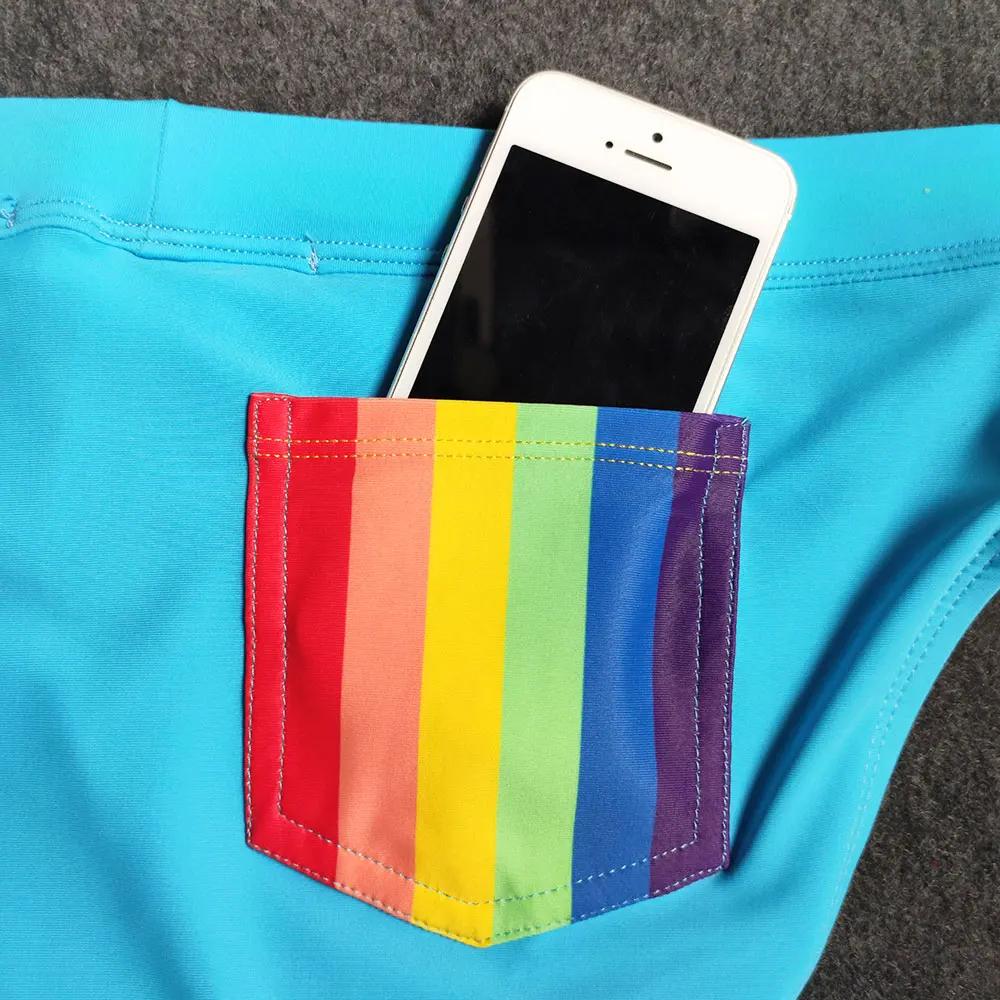 Maillot de bain push-up pour hommes, slip arc-en-ciel sexy, culotte de natation pour hommes, short d