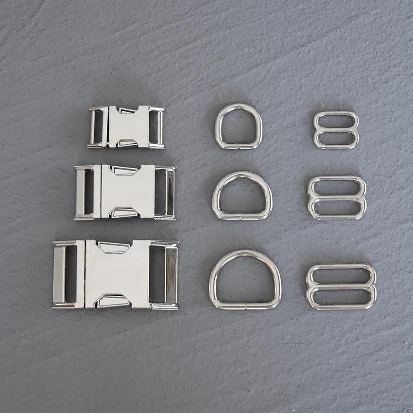 1 ensemble de 3 pièces de quincaillerie métallique pour sangle (15mm/20mm/25mm) : anneau en D, ajust