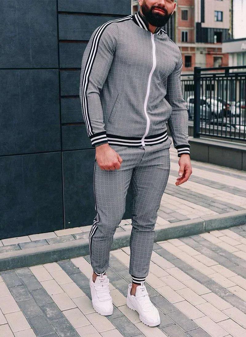 Ensemble de survêtement deux pièces pour hommes, vêtements de sport décontractés