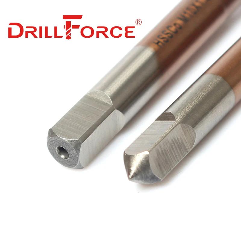 Forets à filetage de vis en Cobalt Drillforce HSSCO M35 flûte en spirale métrique M2-M30 tarauds de
