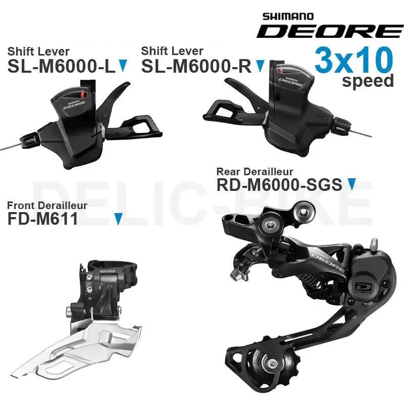 Groupe Shimano Deore M6000 3x10 vitesses avec manette SL-M6000, dérailleur avant FD-M6000, dérailleu