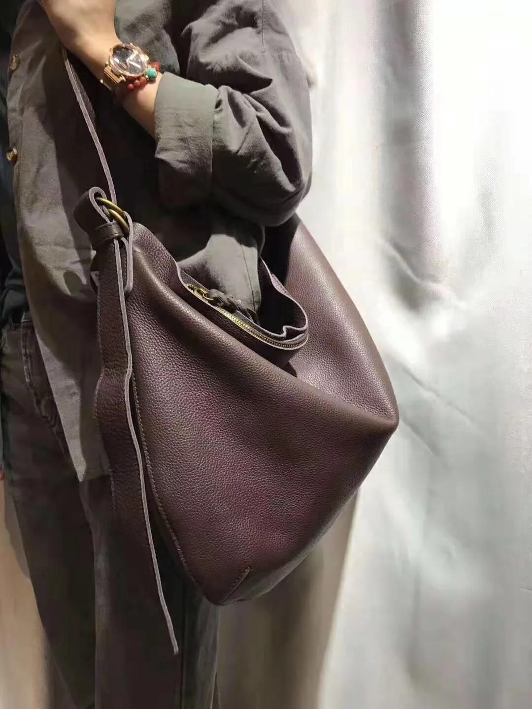 Sac à bandoulière en cuir véritable souple pour femmes, première couche de peau de vache, style rétr