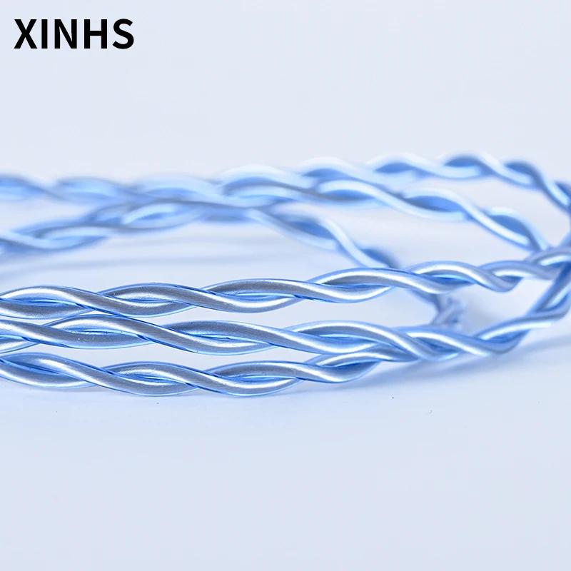 Câble d'écouteurs HIFI plaqué argent en cuivre monocristallin bleu à 2 brins XINHS