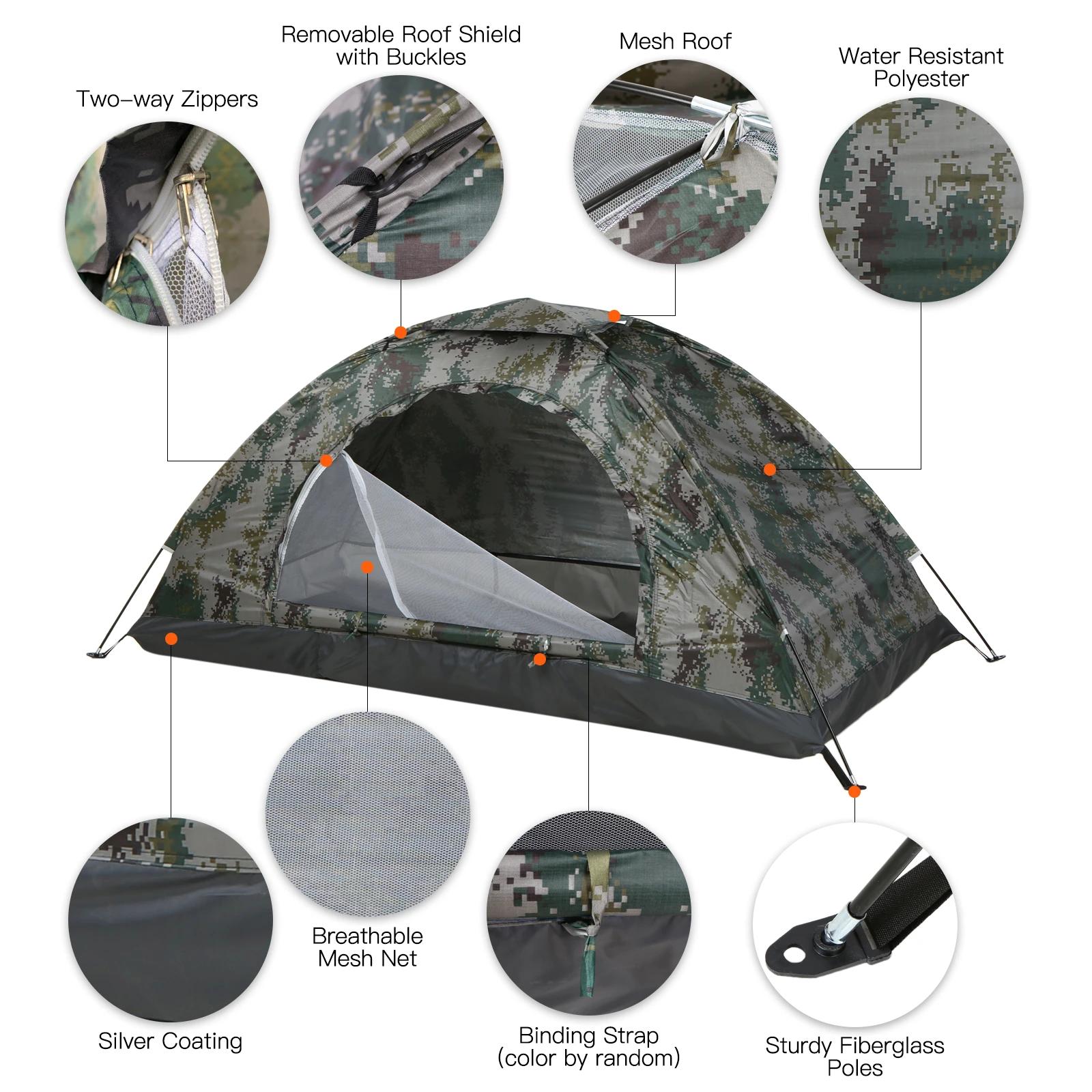 Tomshoo – tente de Camping ultralégère pour 1/2 personnes, monocouche, Portable, randonnée, revêteme
