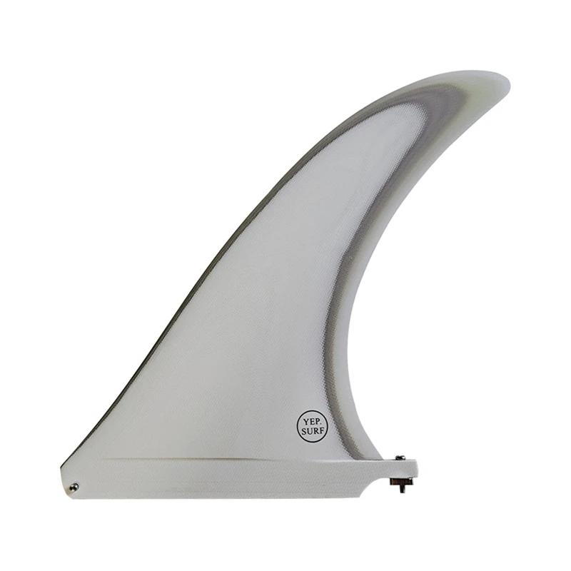 Fins de Surf Longboard en fiber de verre, 7/8/9/10/25/11 pouces, simples, blanches/bleues/noires/bru
