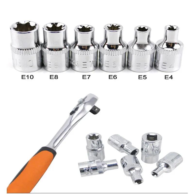 Jeu de douilles à cliquet 1/4 ", clé dynamométrique Torx Star, adaptateur de douille femelle, pilote