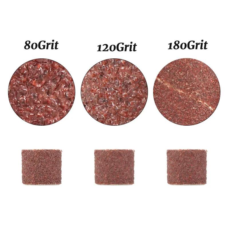 11/102 pièces Kit de tambour de ponçage grain # 80 # 120 # Bande de ponçage 180 pour manchons Dremel