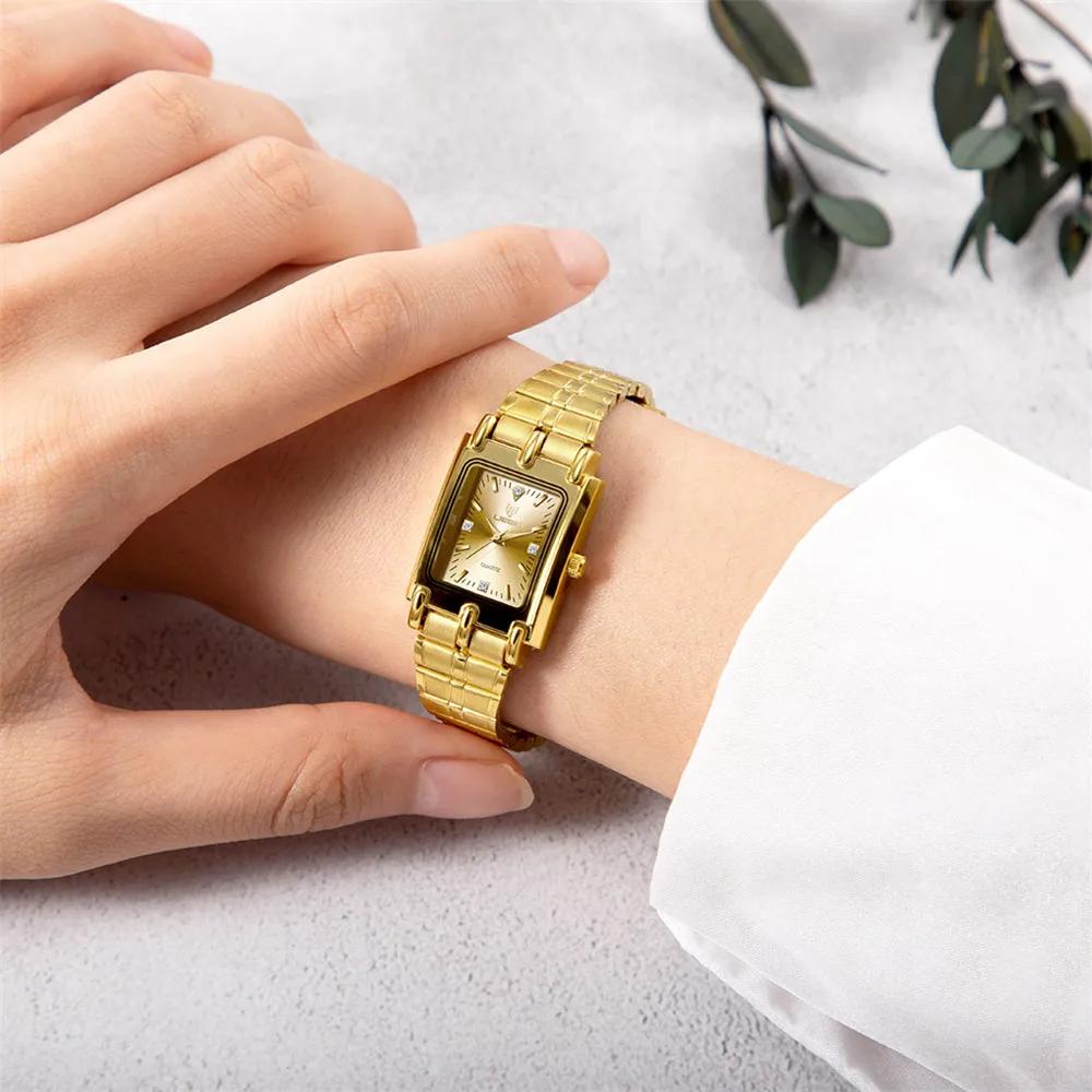2022 luxe or Bracelet en acier montres femme mâle horloge montre à Quartz dorée pour hommes femmes m