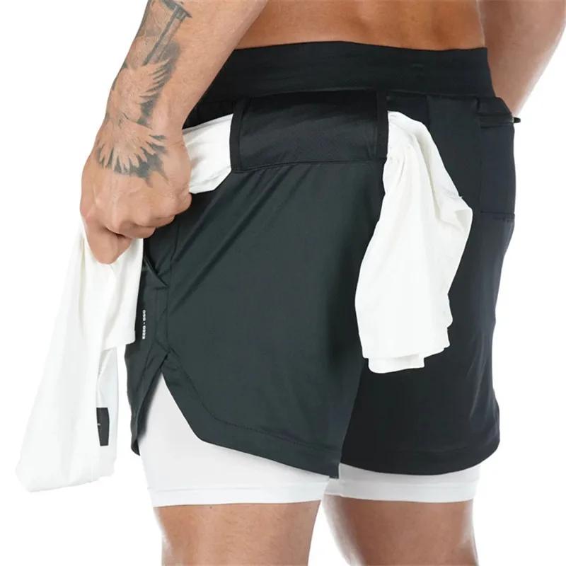 Shorts de course homme 2 en 1 2024 été jogging fitness séchage rapide gym sport