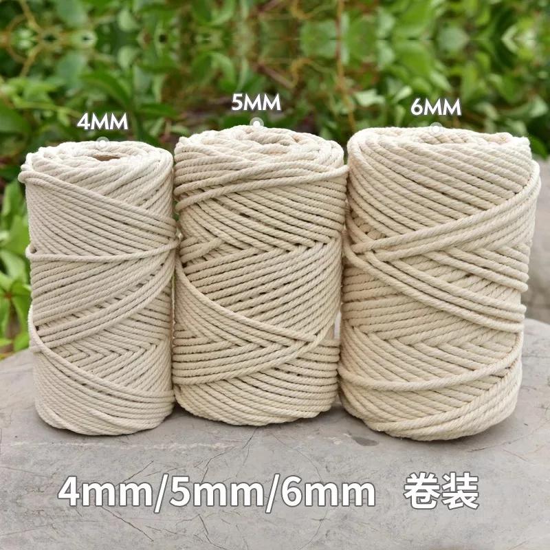 Décor Boho en macramé fait à la main, 1/2/3/4/5/6/8/10mm, fil Beige en coton, corde torsadée, fourni