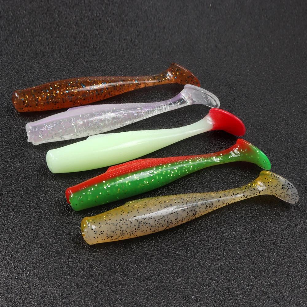 TEUKIM 6 pièces TPR doux ver Shad 80mm 4.8g roche Shiner leurres de pêche mer appât flottant doux le