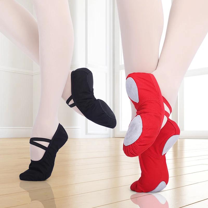 Chaussures de ballet pour filles et femmes - Ballerines en toile à semelle souple pour danse