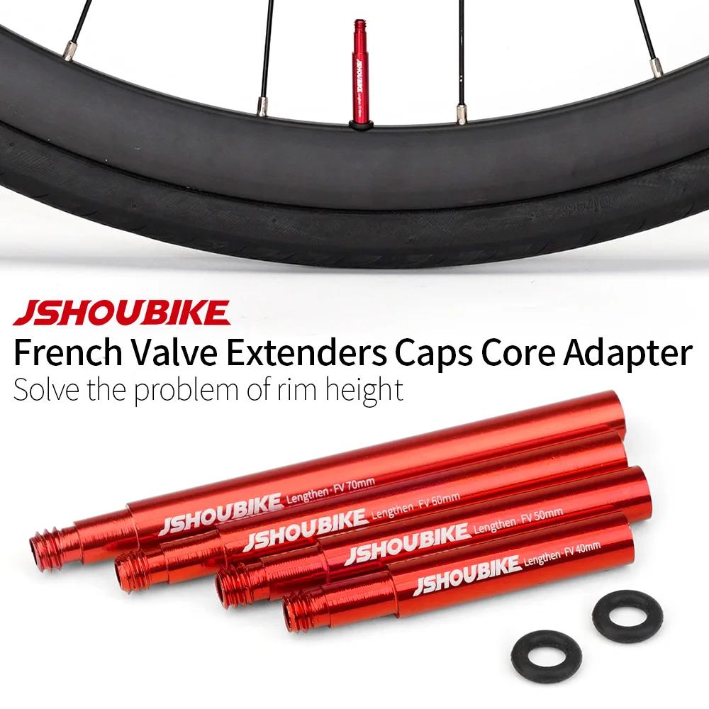 JSHOU BIKE – capuchons d'extension de Valve française, adaptateur de noyau, tige en alliage rouge et