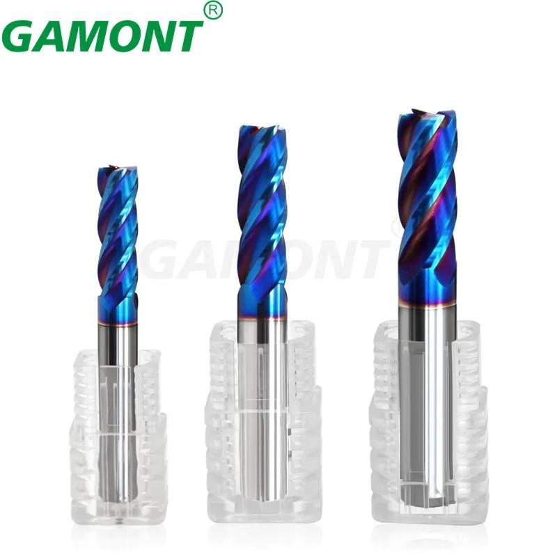 GAMONT HRC70 4-Fraise cannelures carbure d'acier au tungstène revêtement de caractéristique bleue f