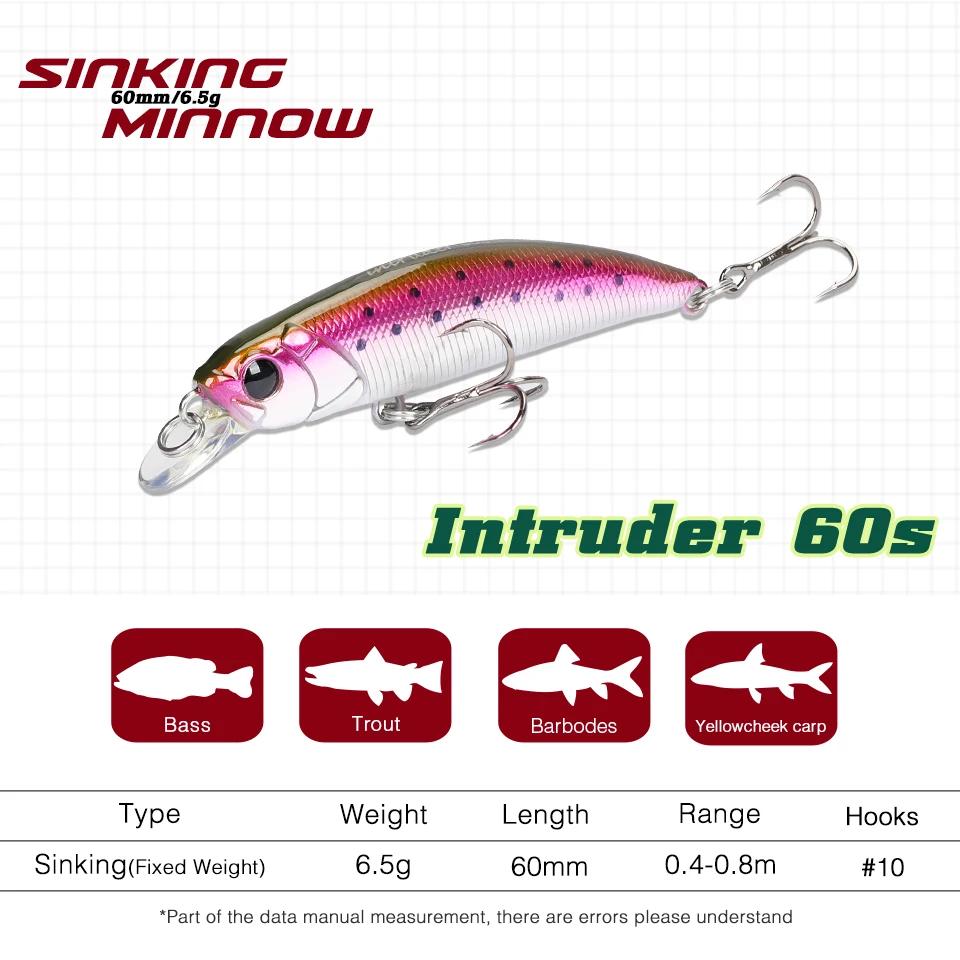 TSURINOYA 60S leurre de pêche méné coulant nouveau modèle intrusseur 60mm 6.5g appâts durs artificie