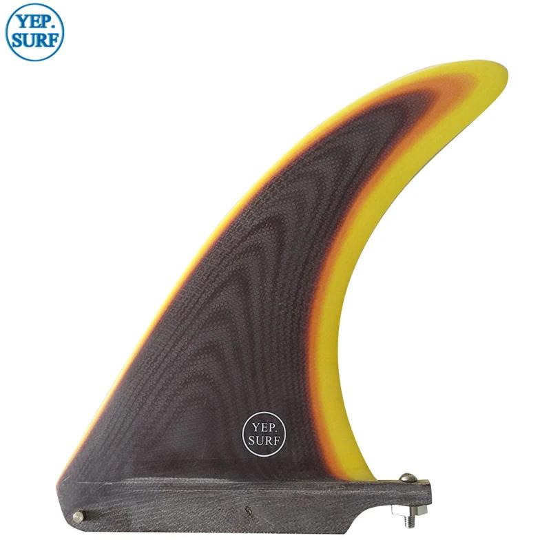 Fins de Surf Longboard en fiber de verre, 7/8/9/10/25/11 pouces, simples, blanches/bleues/noires/bru