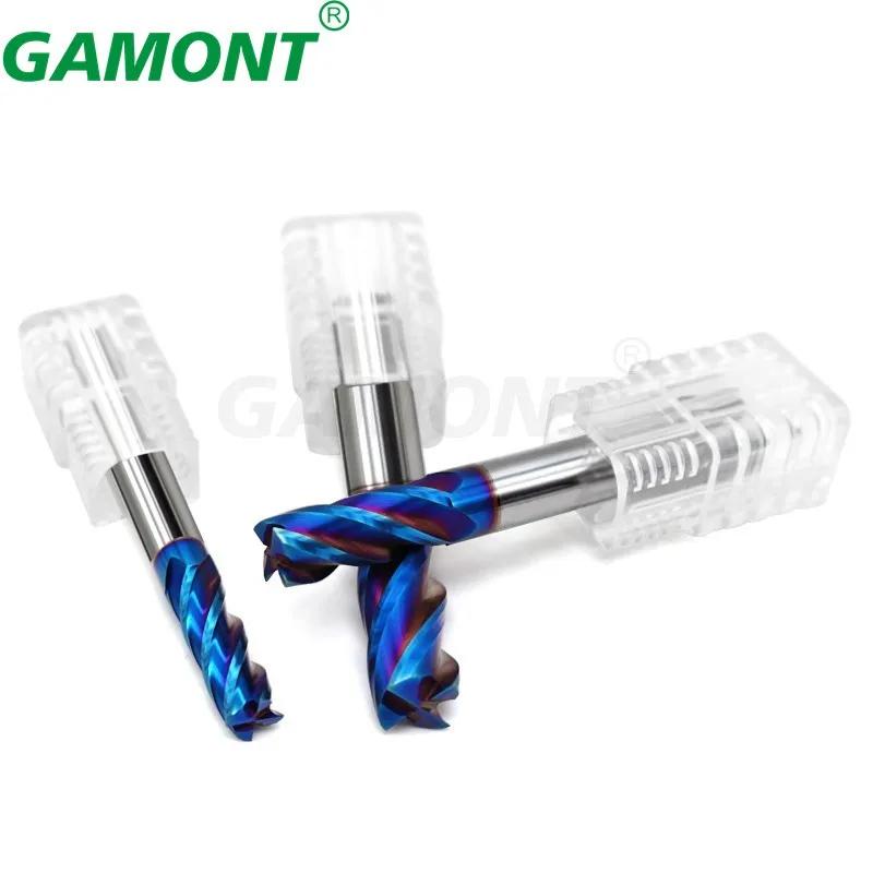 GAMONT HRC70 4-Fraise cannelures carbure d'acier au tungstène revêtement de caractéristique bleue f