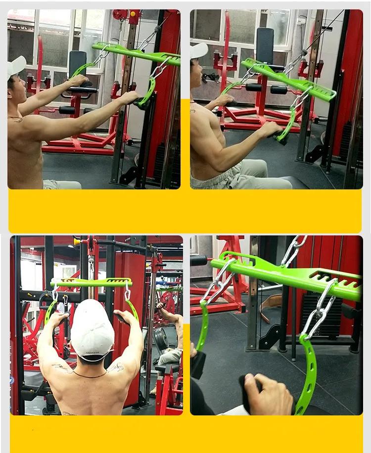 Barre traction LAT multi-poignées salle sport - Machine poulie câble musculation dos