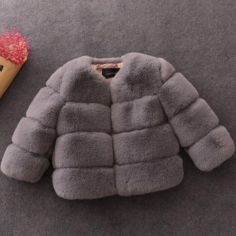 Filles fausse fourrure manteau hiver enfants filles à manches longues veste de noël chaud enfants fi