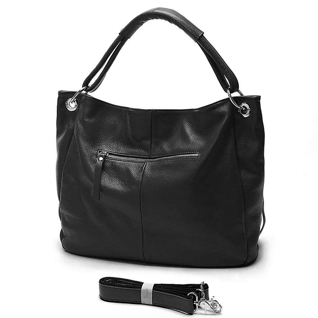 Zency-Sac à main en cuir véritable avec pompon pour femme, sac à main à bandoulière pour femme, noir
