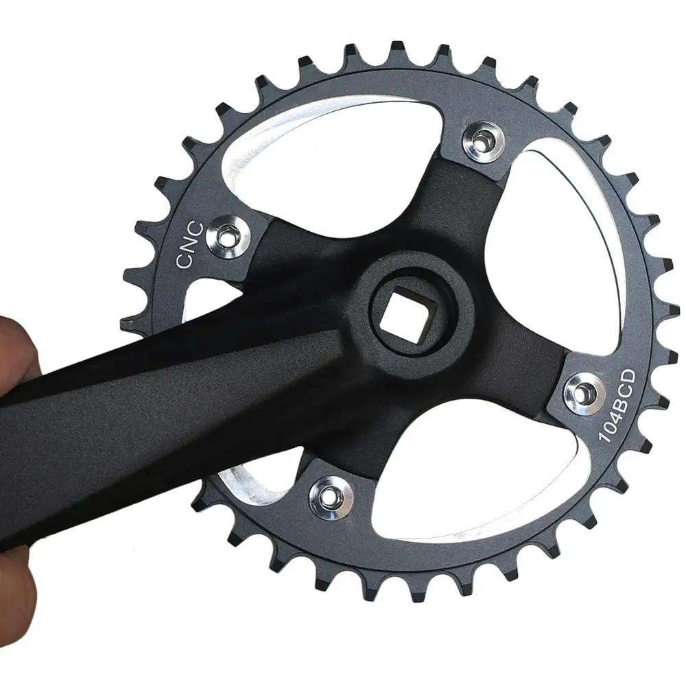 104BCD – pignon de manivelle de vélo, 152/165/170mm, pour vtt, trou carré, 30T 32T 34T 36T 38T, plat