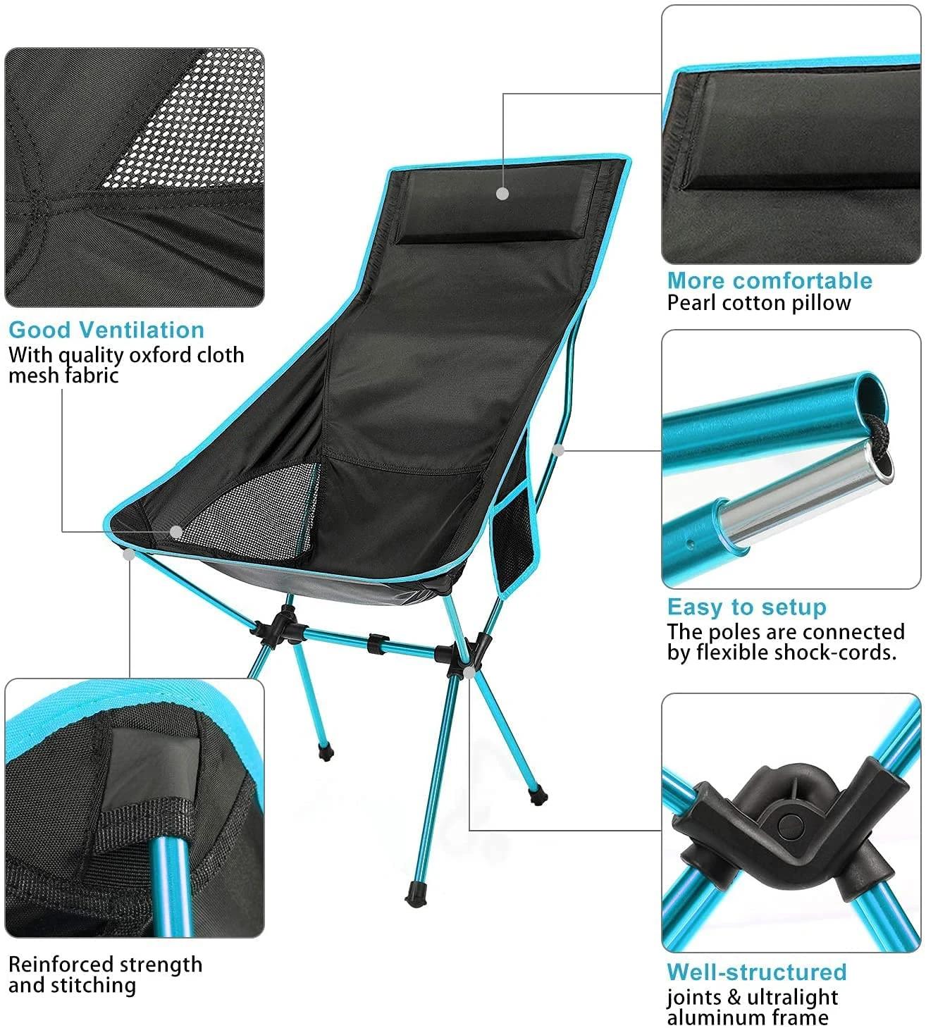 Chaise de Camping Portable en plein air, siège de Camping pliable et allongé en tissu Oxford pour pê