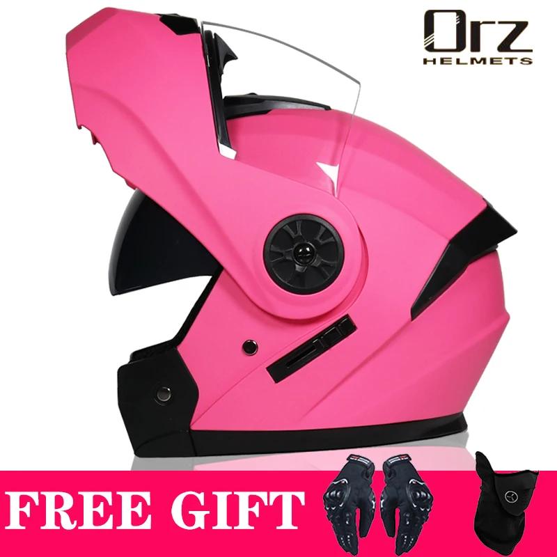 Casque de moto à rabat modulaire de sécurité approuvé DOT, Voyage Racing, double lentille, visière i