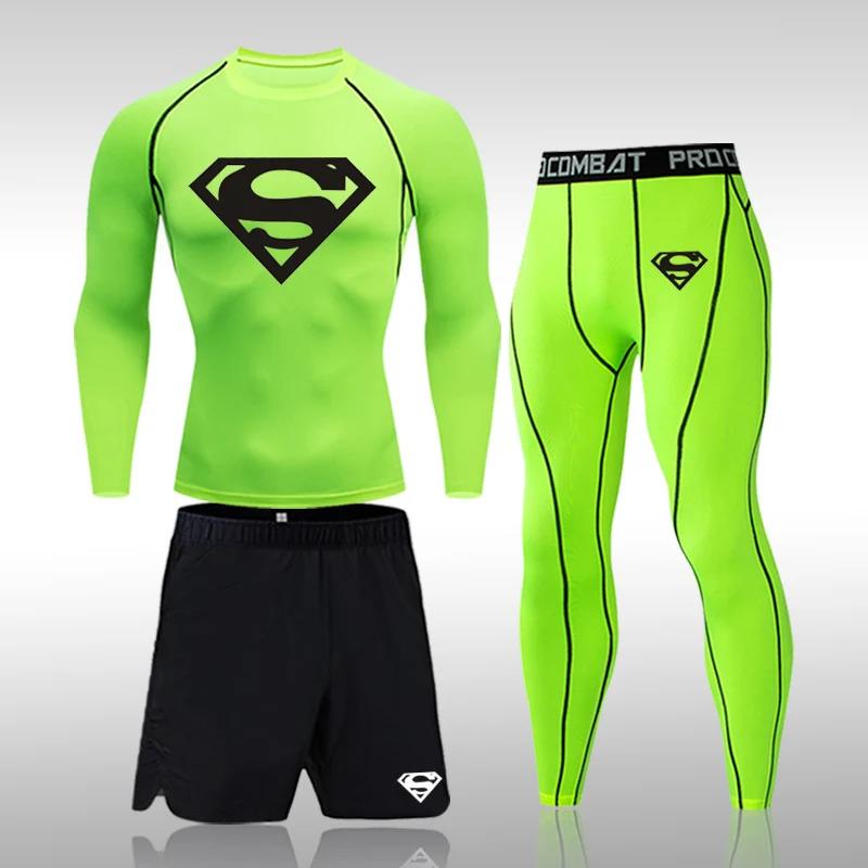 Ensemble compression MMA homme rashguard survêtement musculation vêtements sport trempés