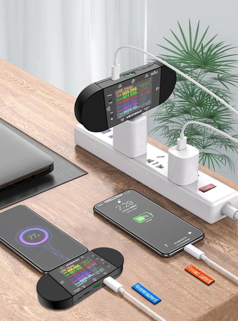 UD24 USB testeur type-c 2.4 "pouces DC5.5 ampèremètre numérique voltmètre batterie externe détecteur