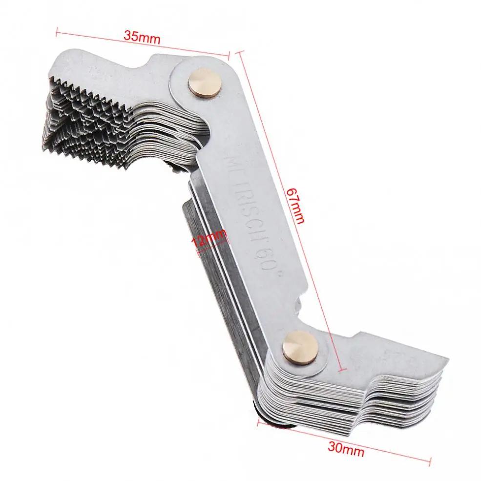 Jauge de vis en acier inoxydable résistant, outil de mesure pliant, pas de filetage de dent, engrena