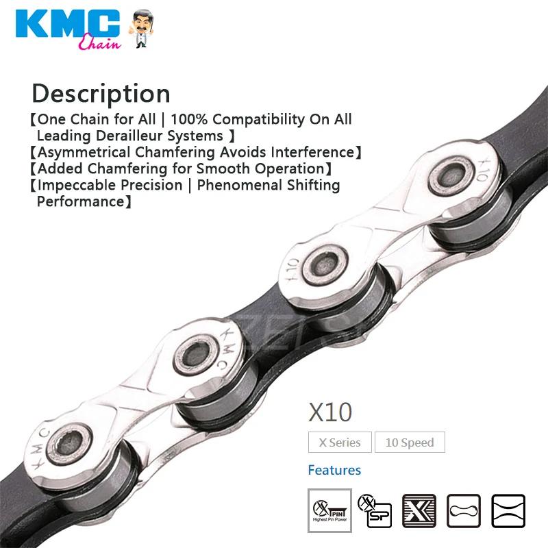 KMC-Vélo de Route et Montagne à 10 Vitesses, Boîte Originale, JOX10EPT, X10EL, X10SL, JO116