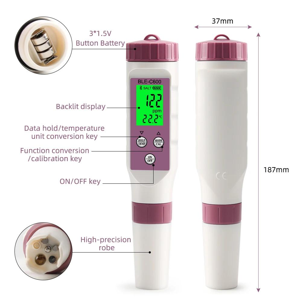 7 en 1 Temp ORP EC TDS salinité S.G PH mètre en ligne testeur de qualité de l'eau à dents bleues con