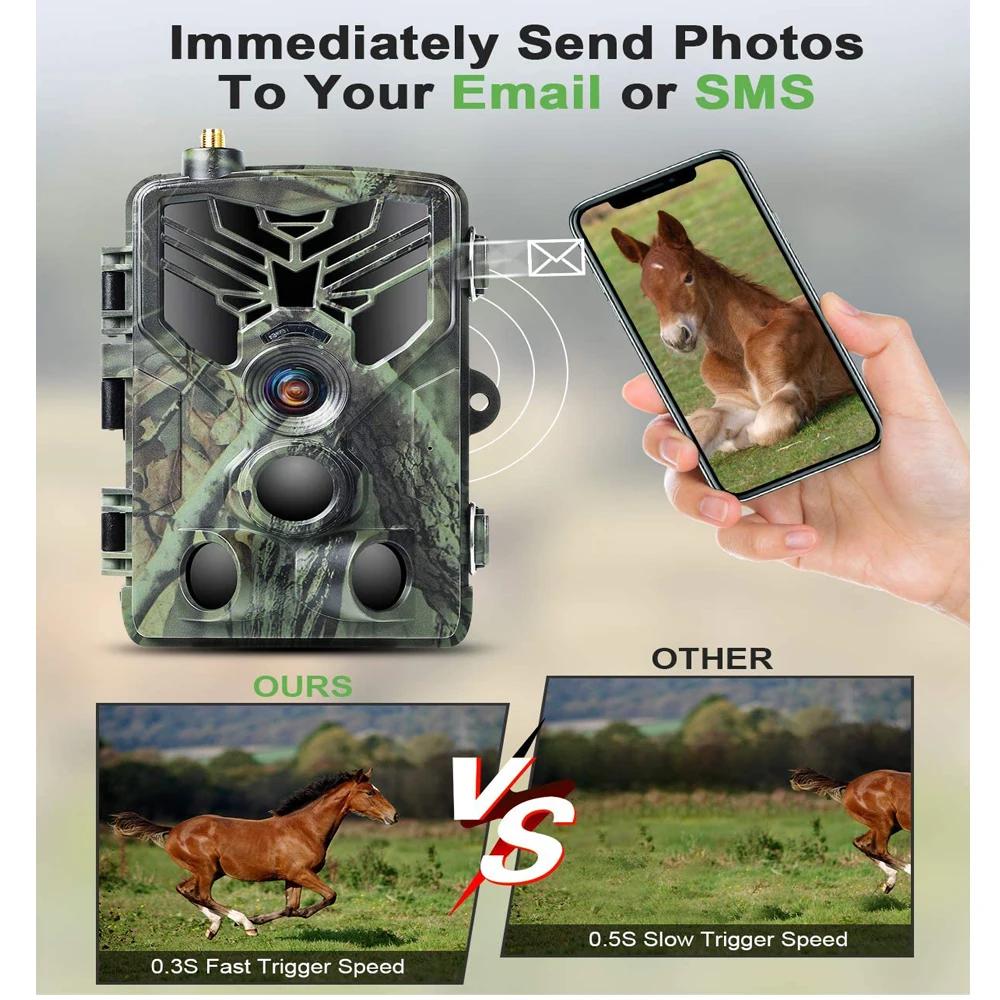 Caméras de chasse sans fil 2G SMS MMS SMTP 20MP 1080P avec détection de mouvement 120°, vision noctu