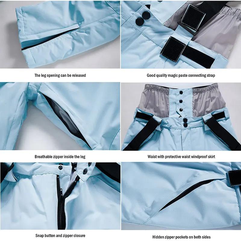 Pantalon de ski coupe-vent pour homme et femme, pantalon à bretelles imperméable, protection de la t